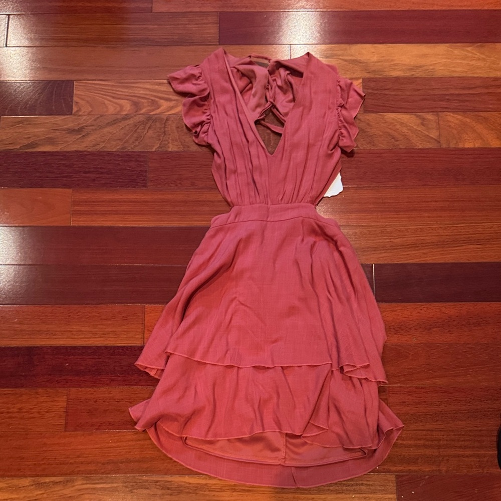 Altar'd State Backless Ruffled Dress in Rose NWT